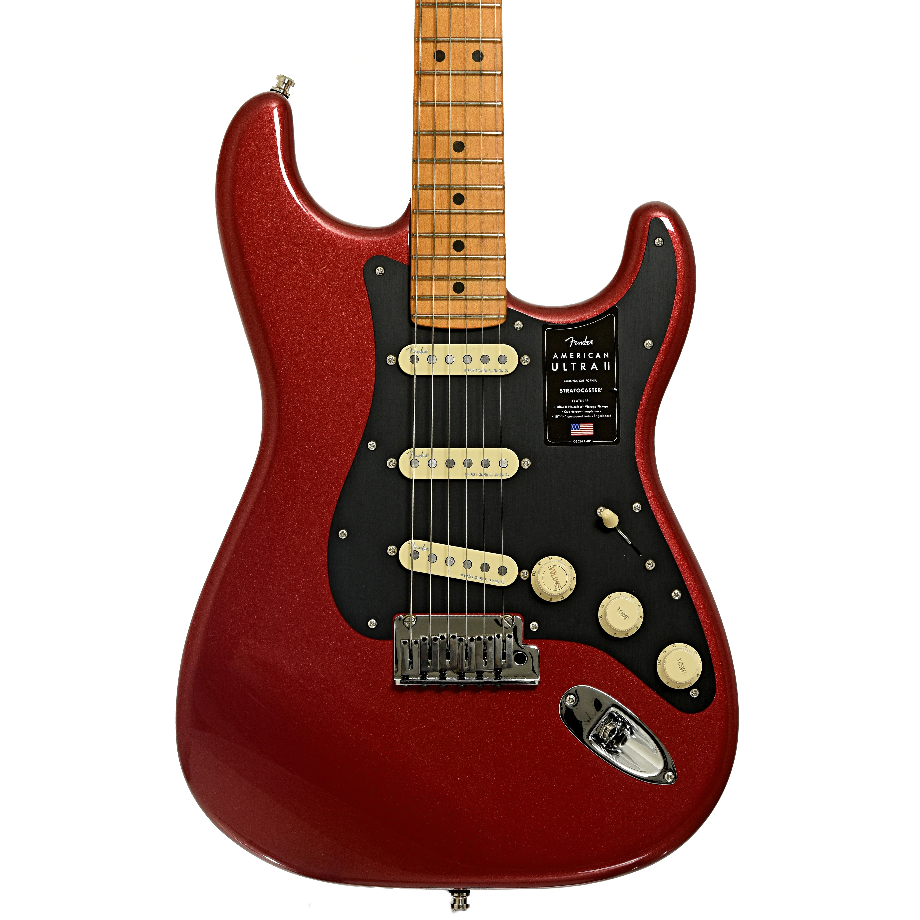 Fender American Ultra II Stratocaster Electric Guitar & Case, Sinister Red - Image 3