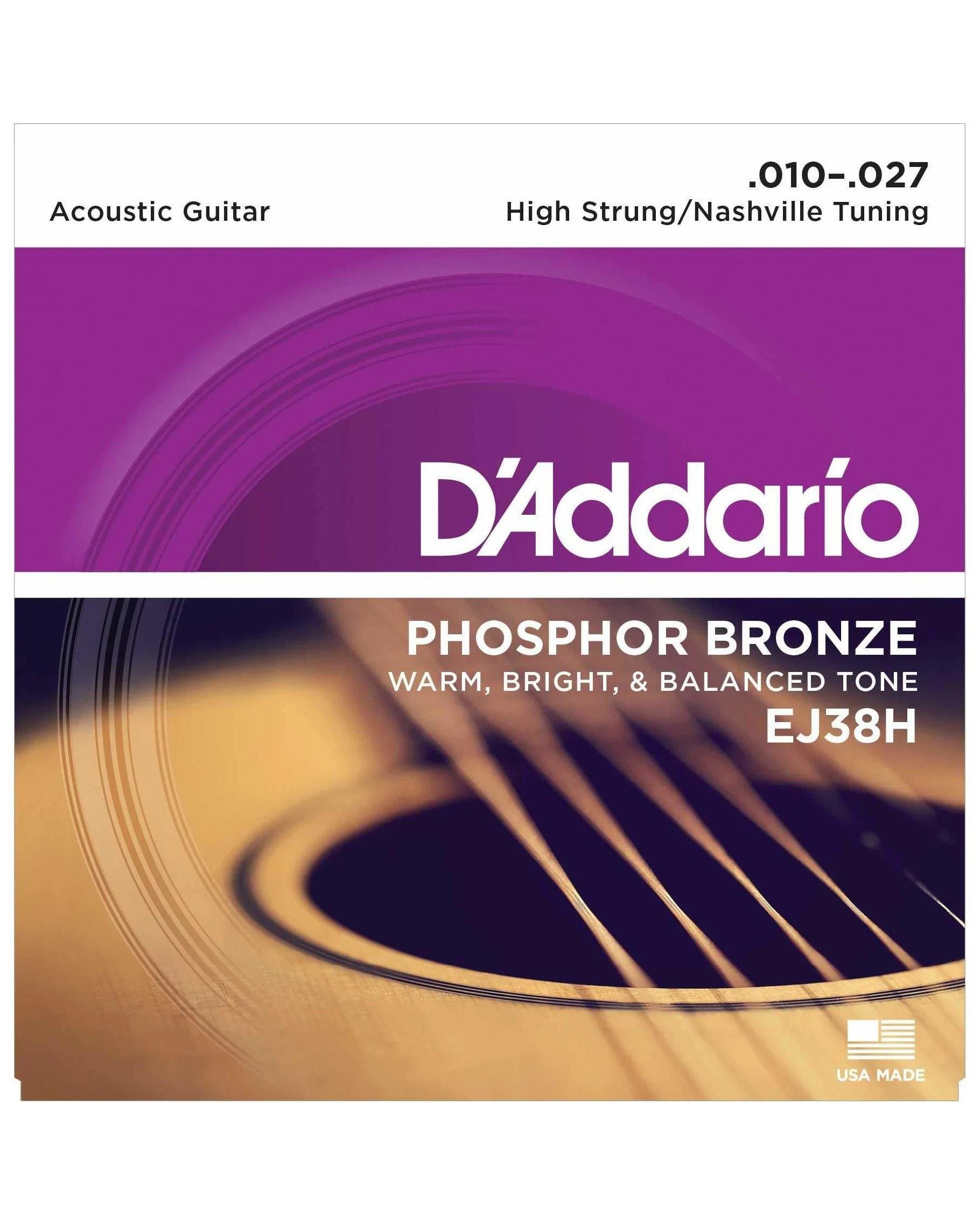 D'Addario EJ38H Phosphor Bronze Acoustic Guitar Strings, Nashville Tuning