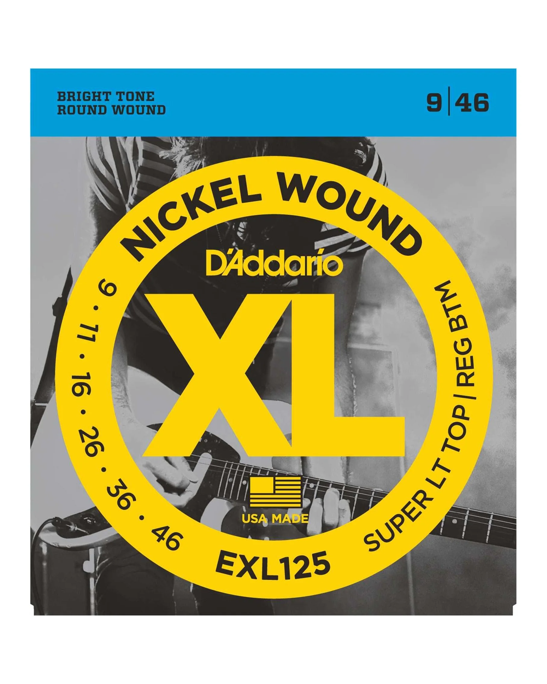 D'Addario EXL125 Nickel Electric Guitar Strings, Super Light Top/Regular Bottom