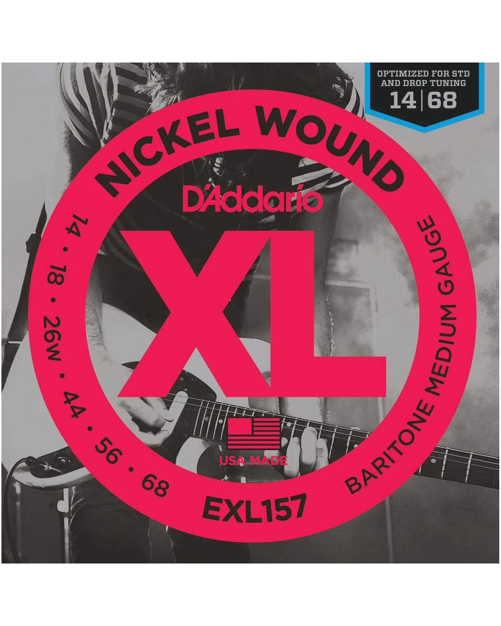 D'Addario EXL157 Nickel Baritone Electric Guitar Strings, Medium