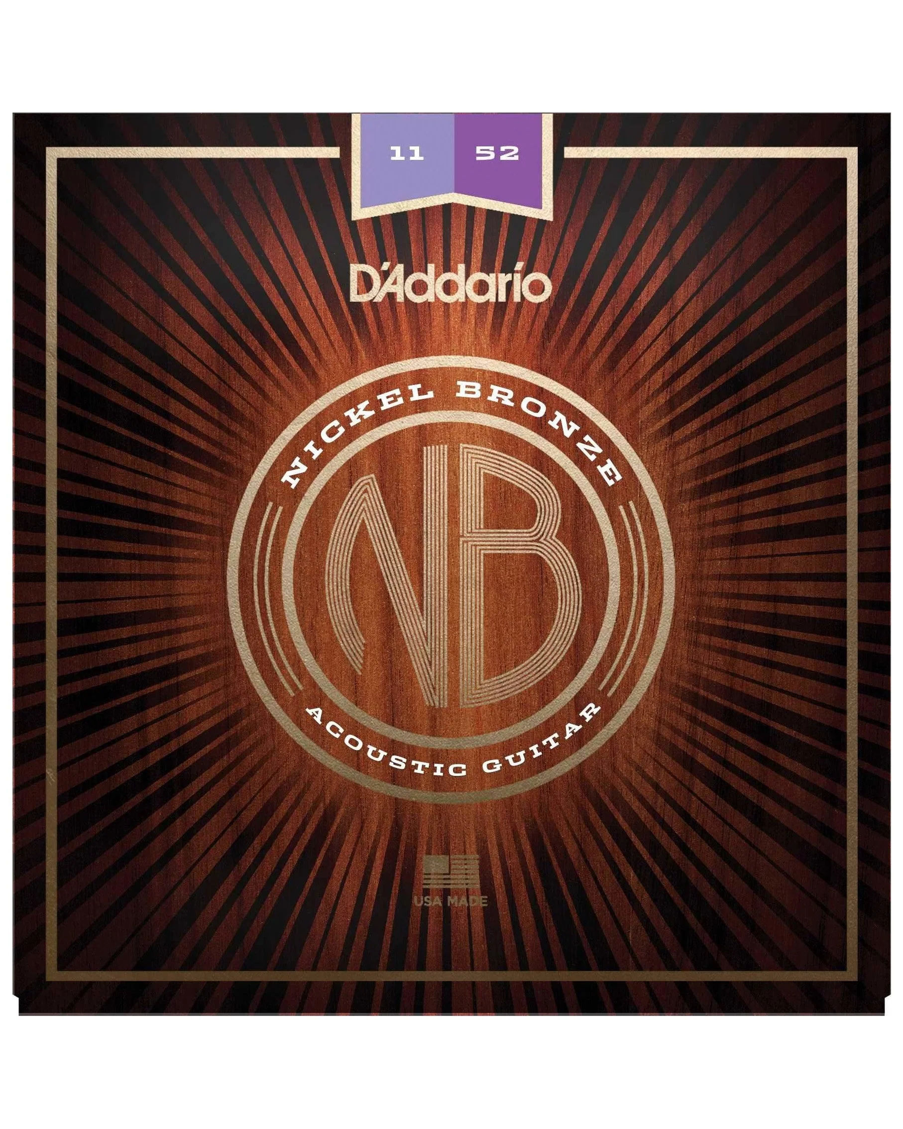 D'Addario NB1152 Nickel Bronze Acoustic Guitar Strings, Custom Light