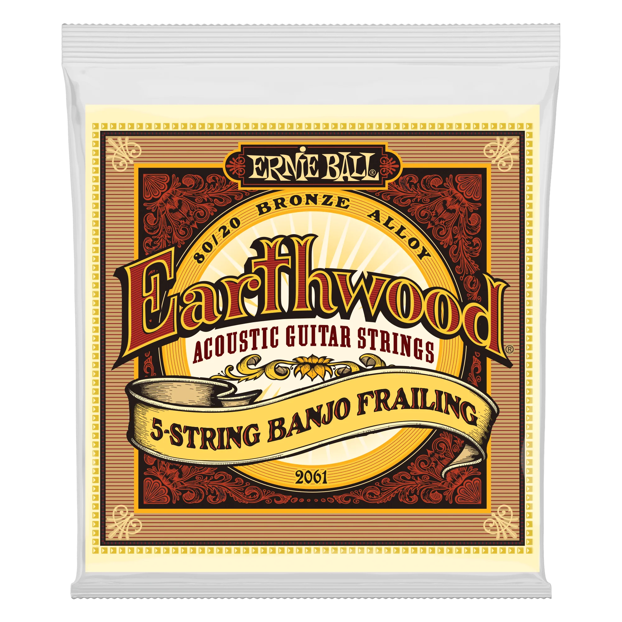 Ernie Ball 2061 Earthwood 80/20 Bronze Banjo Strings, Frailing