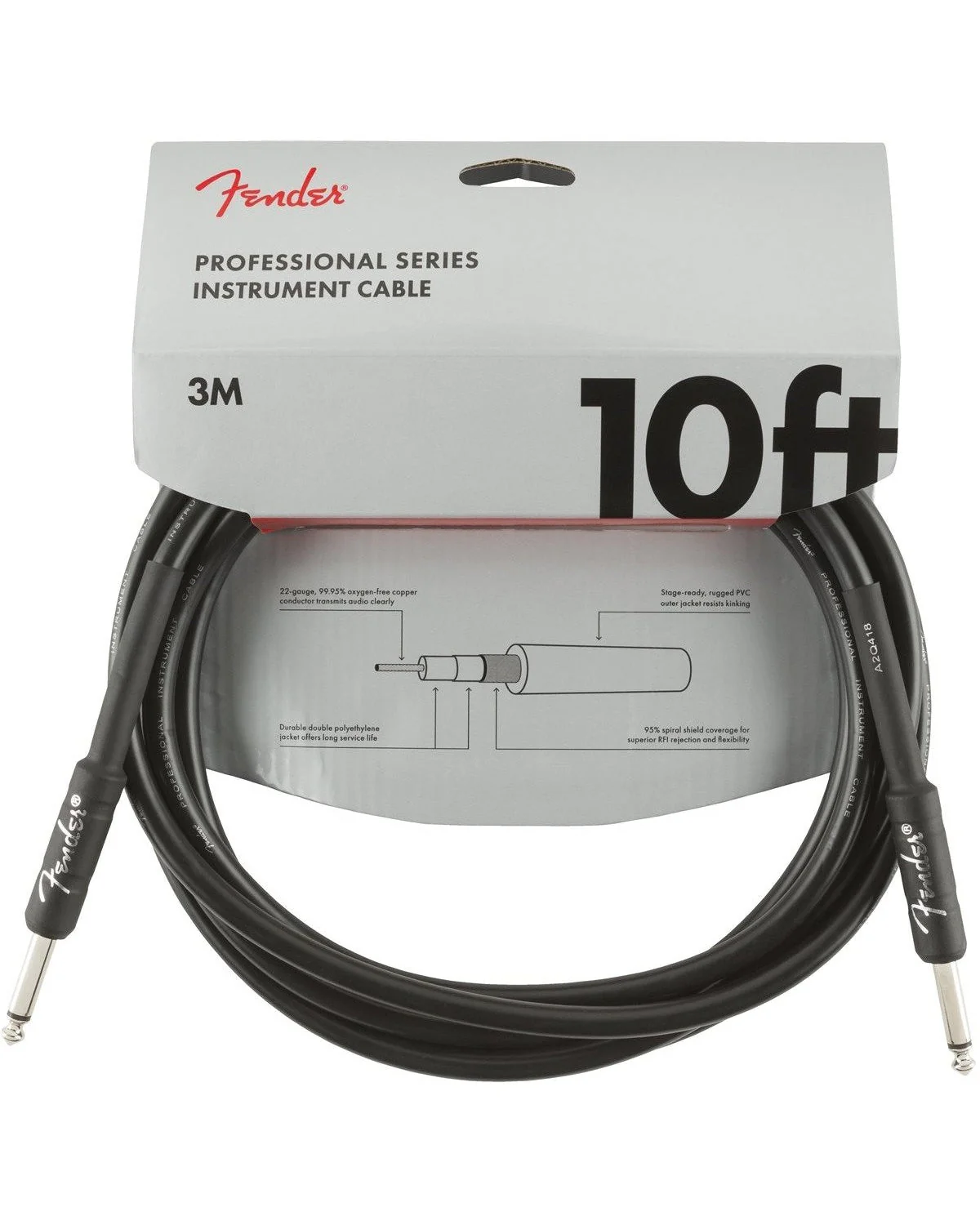 Fender Professional Series 10ft Instrument Cable, Black