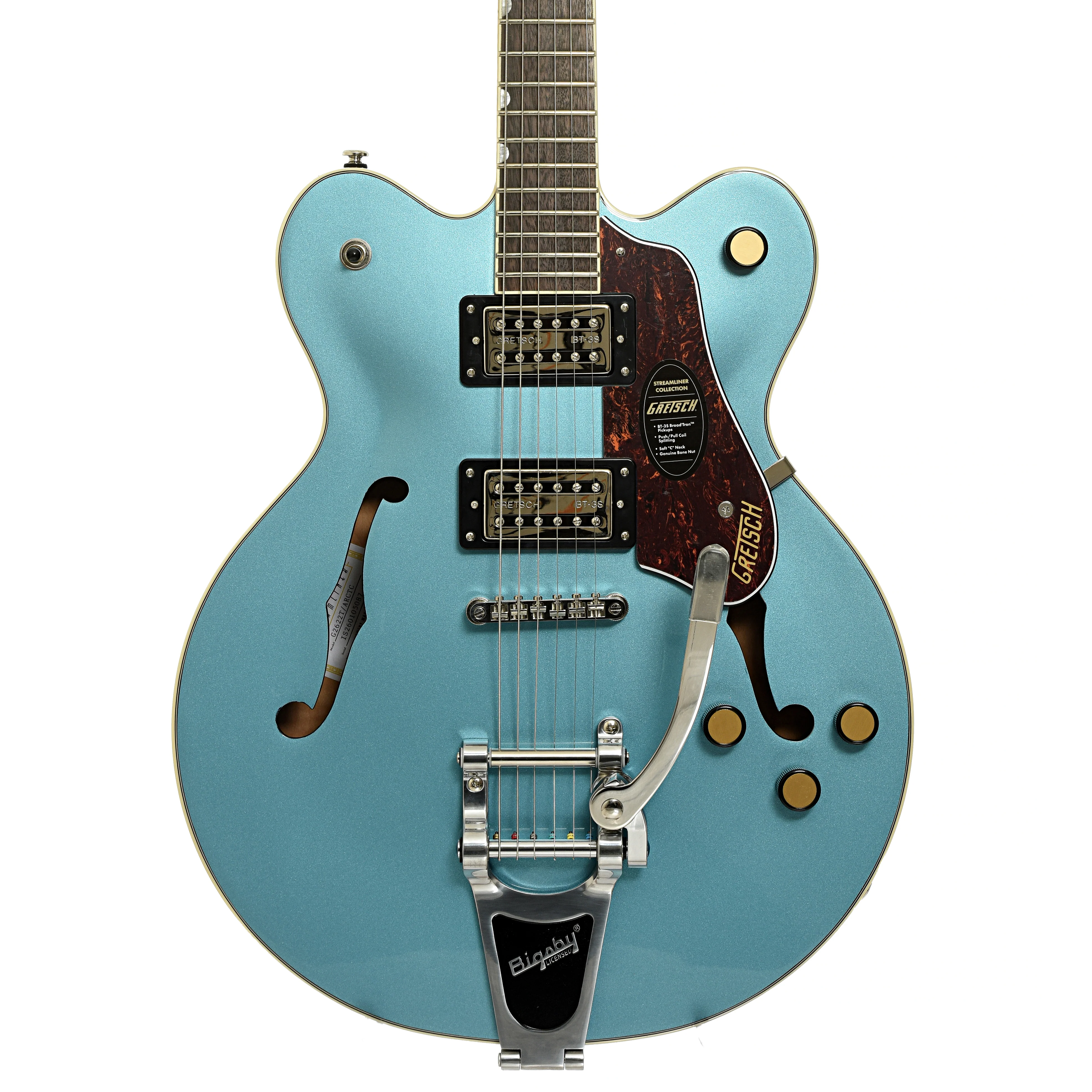 Gretsch G2622T Streamliner Center Block Double-Cut with Bigsby Electric Guitar, Arctic Blue - Image 2