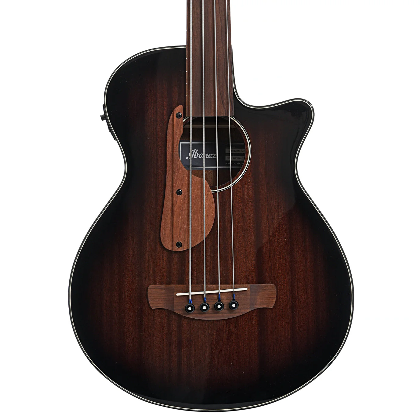Ibanez AEGB24FE Fretless Acoustic-Electric Bass Guitar, Mahogany Sunburst High Gloss