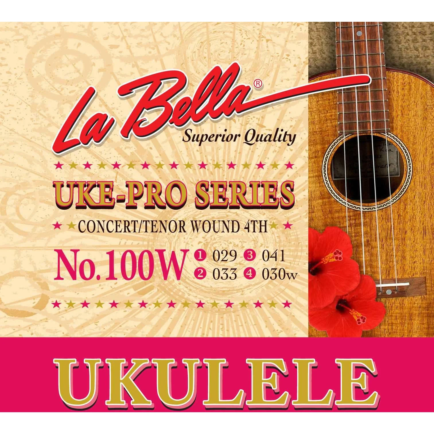 La Bella No. 100W Uke-Pro Series Concert/Tenor Low "G" Ukulele Set