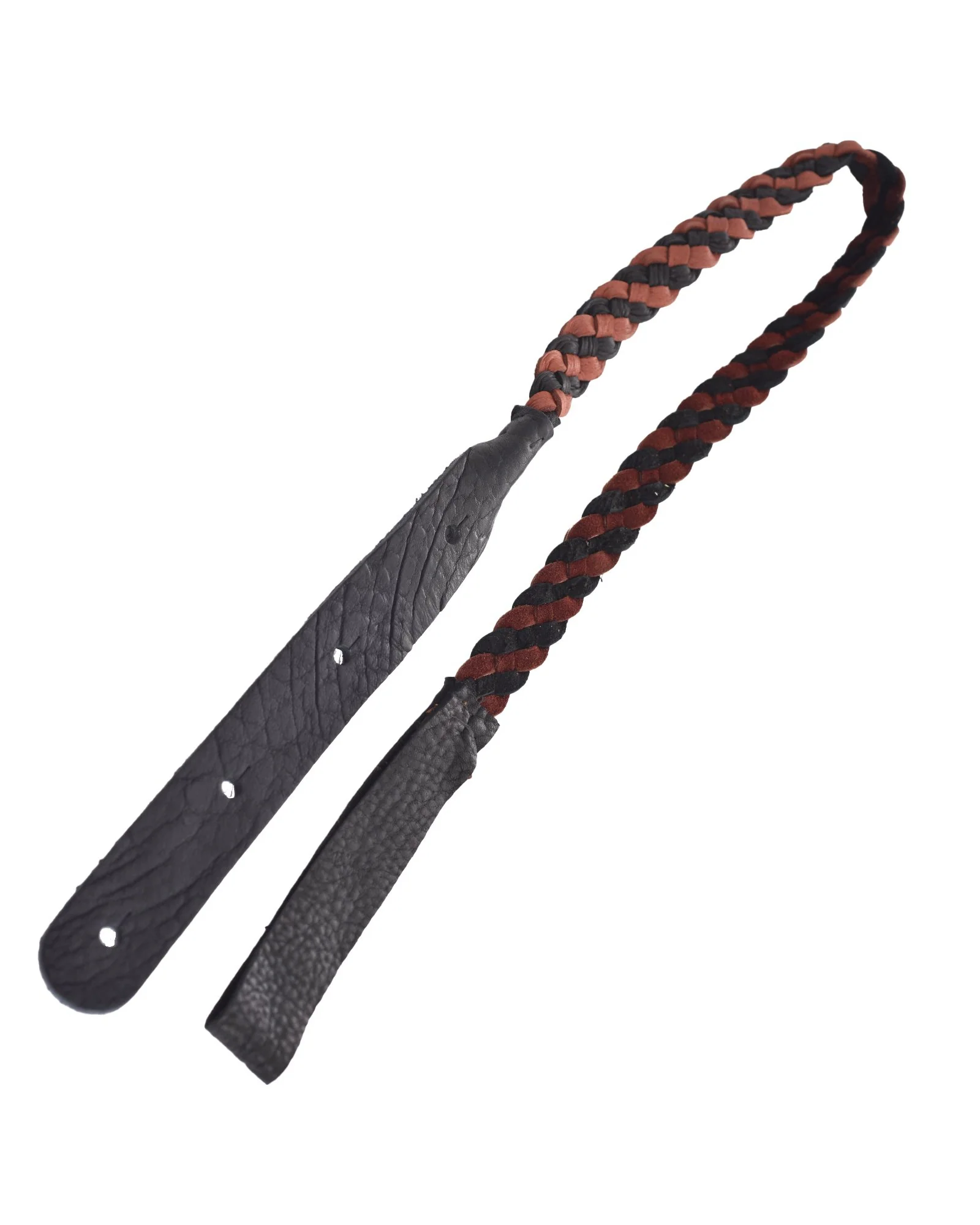 Lakota Leathers Flat Braid Mandolin Strap, Black / Tan