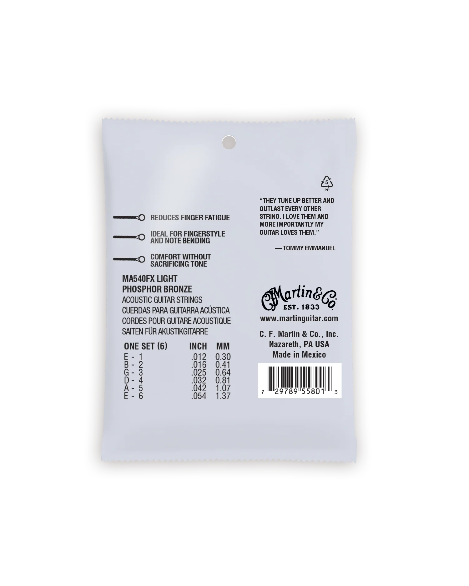 Martin MA540FX Authentic Acoustic Flexible Core Tommy Emmanuel Acoustic Guitar Strings, Light - Image 3