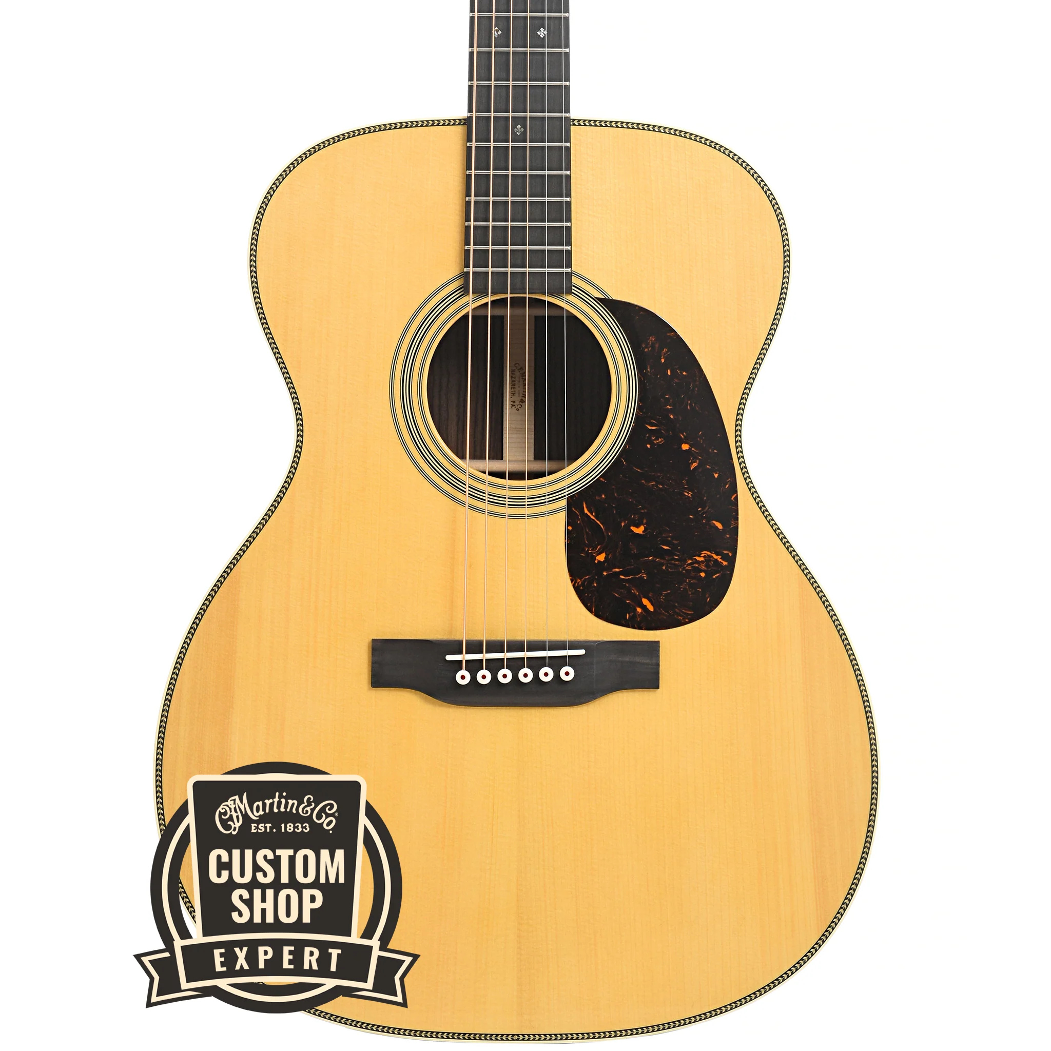 Martin Custom Herringbone 28-Style 000 Acoustic Guitar & Case, Thin Adirondack Top - Image 2