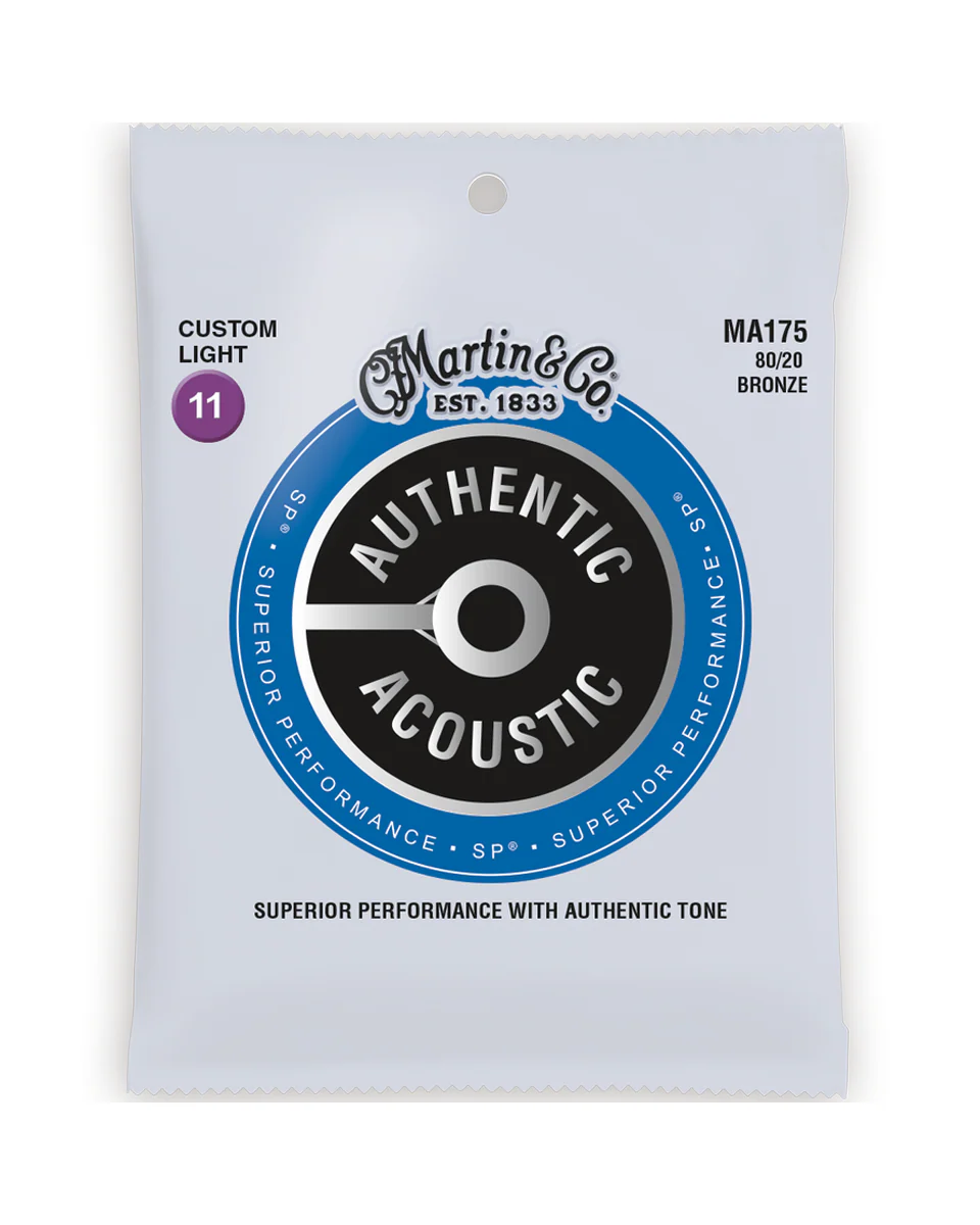 Martin MA175 Authentic Acoustic SP 80/20 Bronze Acoustic Guitar Strings, Custom Light - Image 2