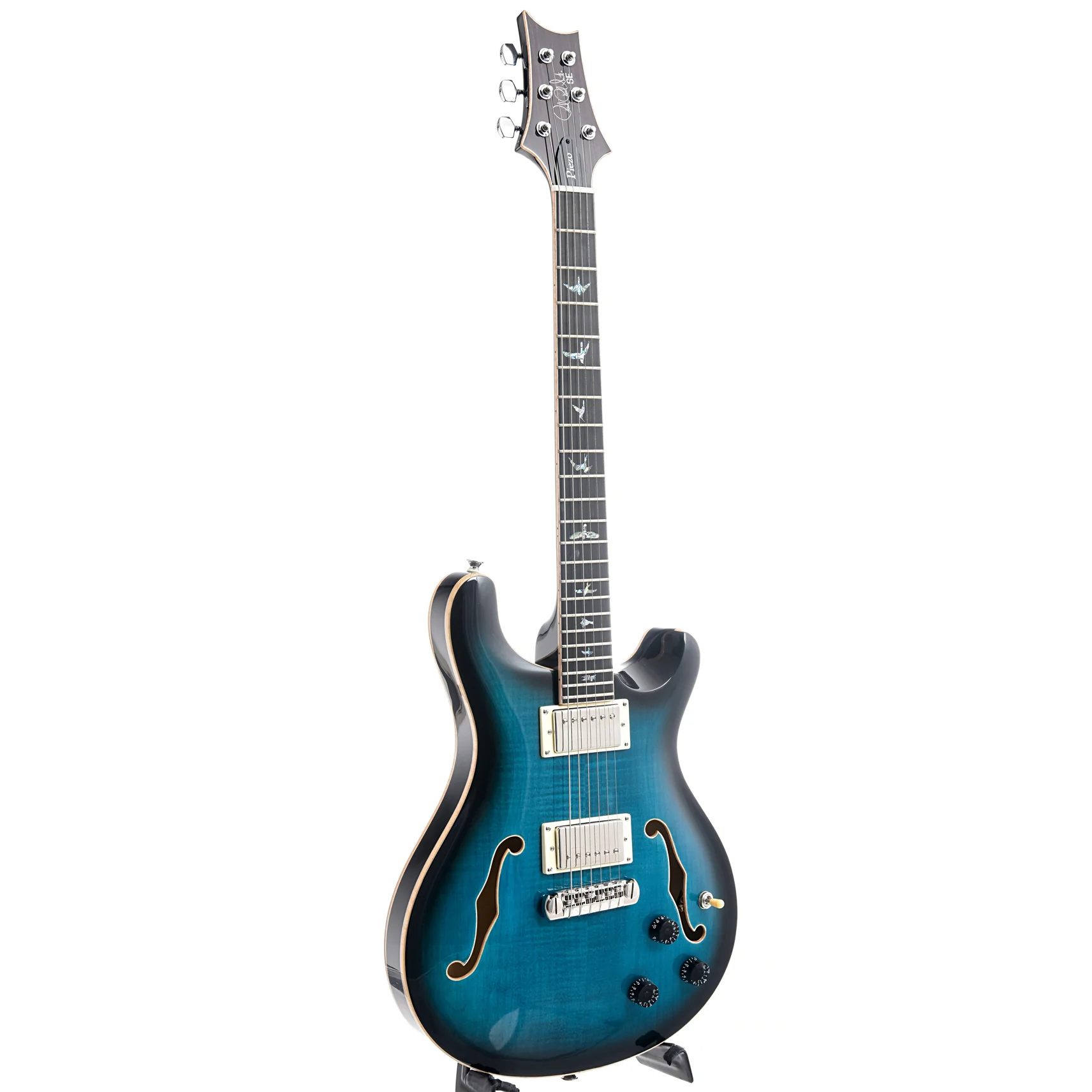 PRS SE Hollowbody II Piezo Electric Guitar & Case, Peacock Blue Burst - Image 13