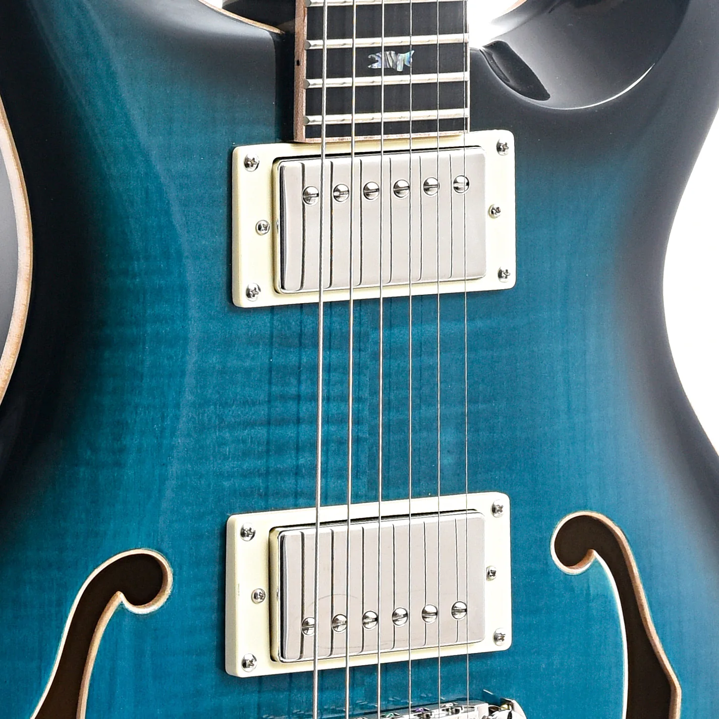 PRS SE Hollowbody II Piezo Electric Guitar & Case, Peacock Blue Burst - Image 7