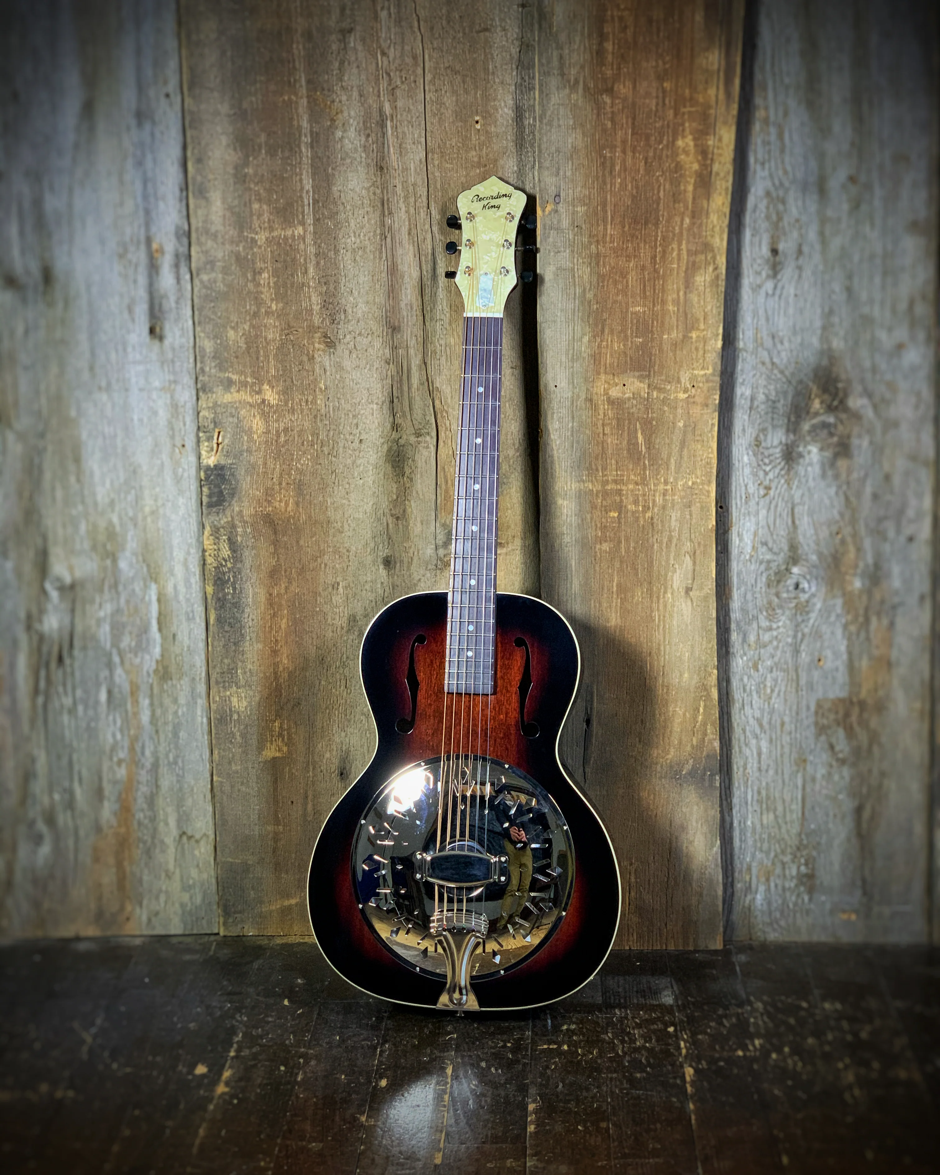 Recording King Rattlesnake Wood Body Roundneck Resonator Guitar with Fishman Pickup