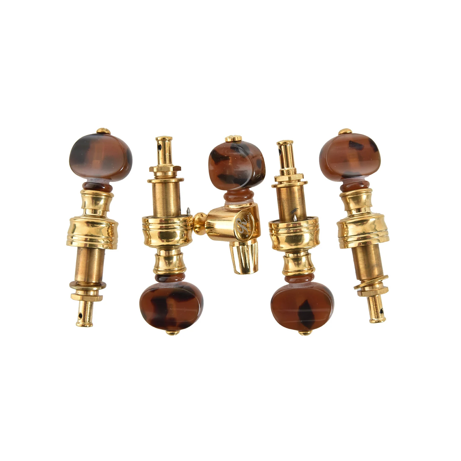 Rickard Cyclone 10:1 Banjo Tuners, Brass/Tortoise, Set/5
