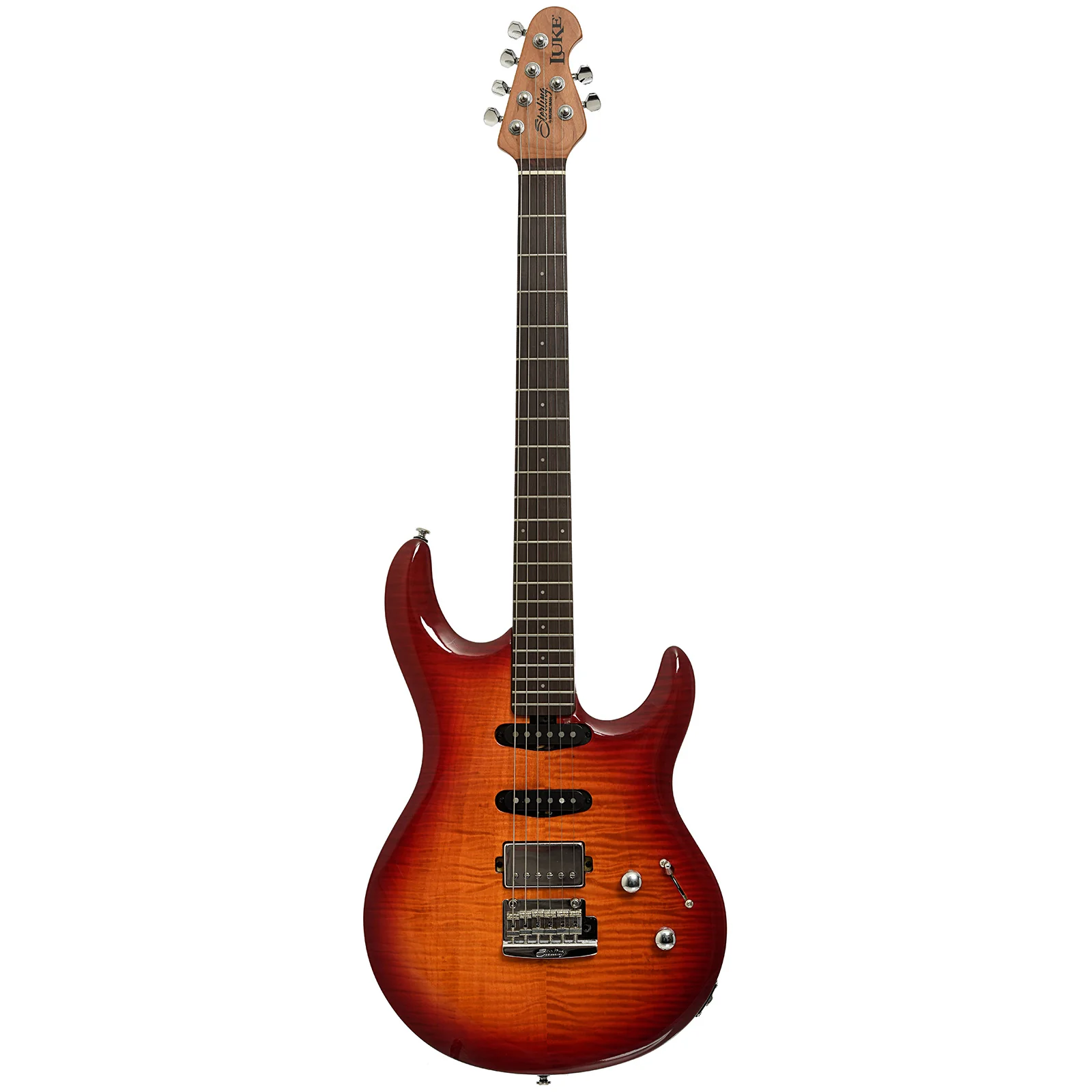 Sterling by Music Man Luke HSS Electric Guitar, Heritage Cherry Burst - Image 13
