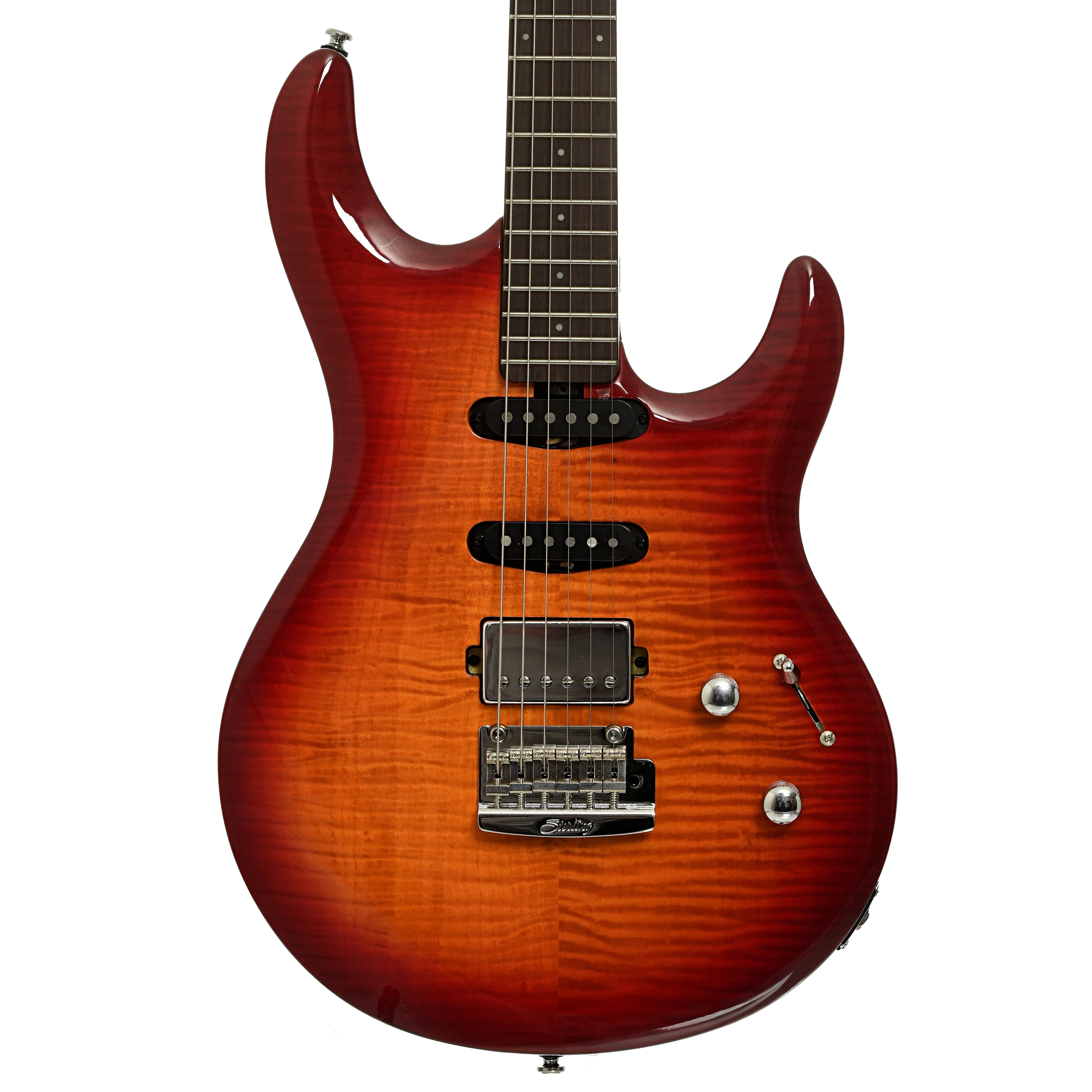 Sterling by Music Man Luke HSS Electric Guitar, Heritage Cherry Burst - Image 2