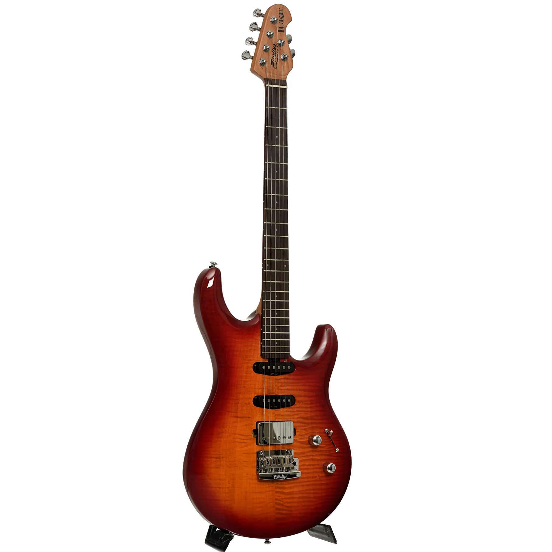 Sterling by Music Man Luke HSS Electric Guitar, Heritage Cherry Burst - Image 3