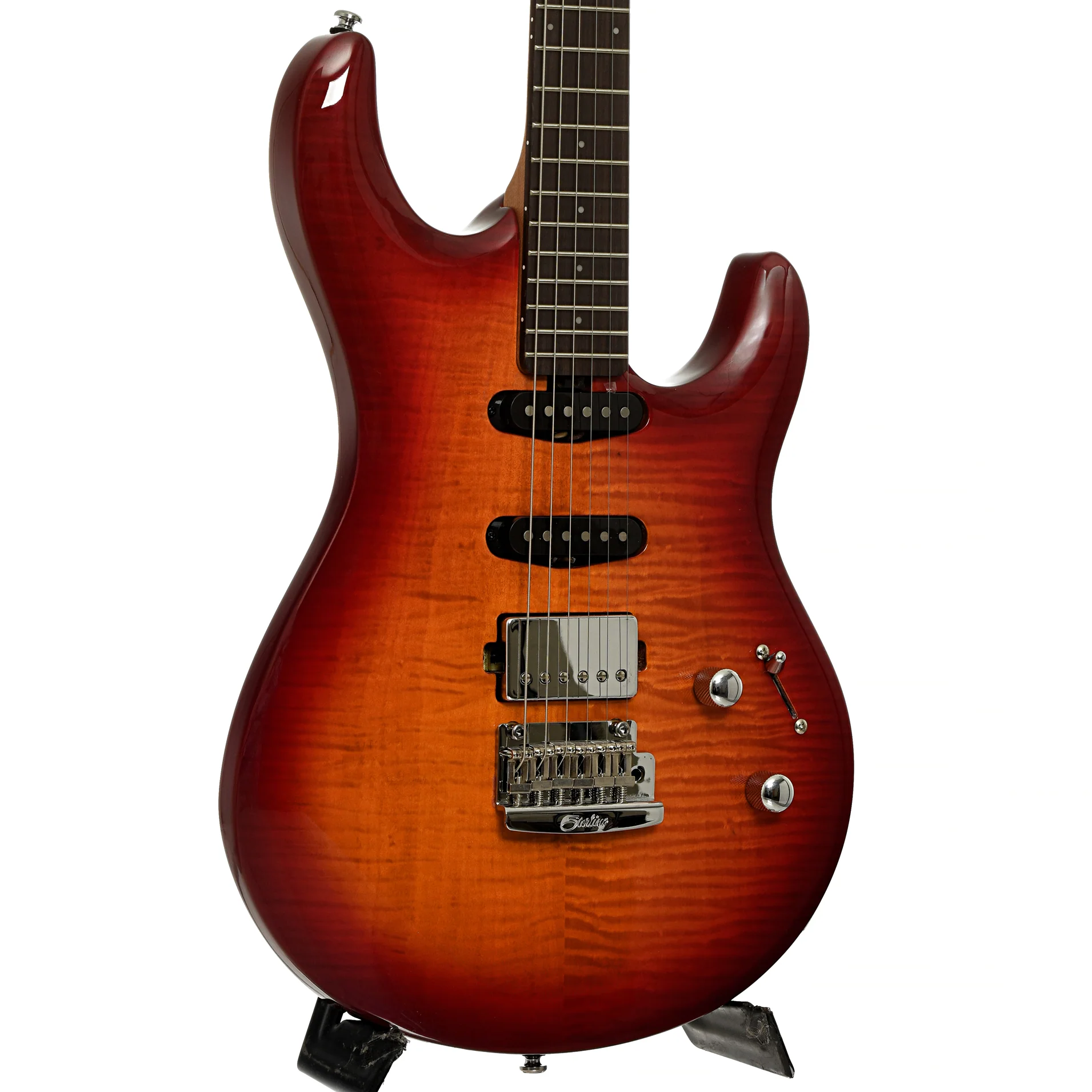 Sterling by Music Man Luke HSS Electric Guitar, Heritage Cherry Burst - Image 4